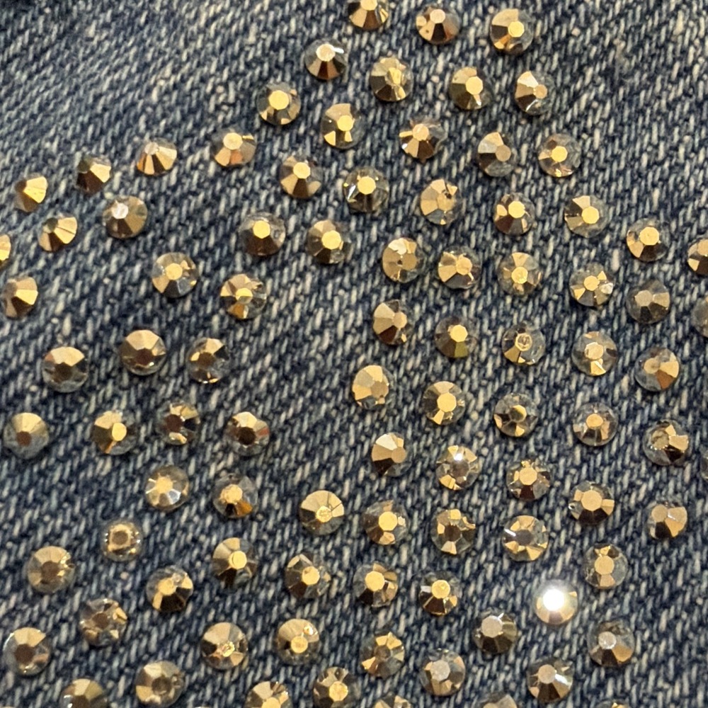 Hot Topic Blue Denim High Waisted Shorts Rhinestone Stars Junior's Size 5 (27"W) - Picture 4 of 16